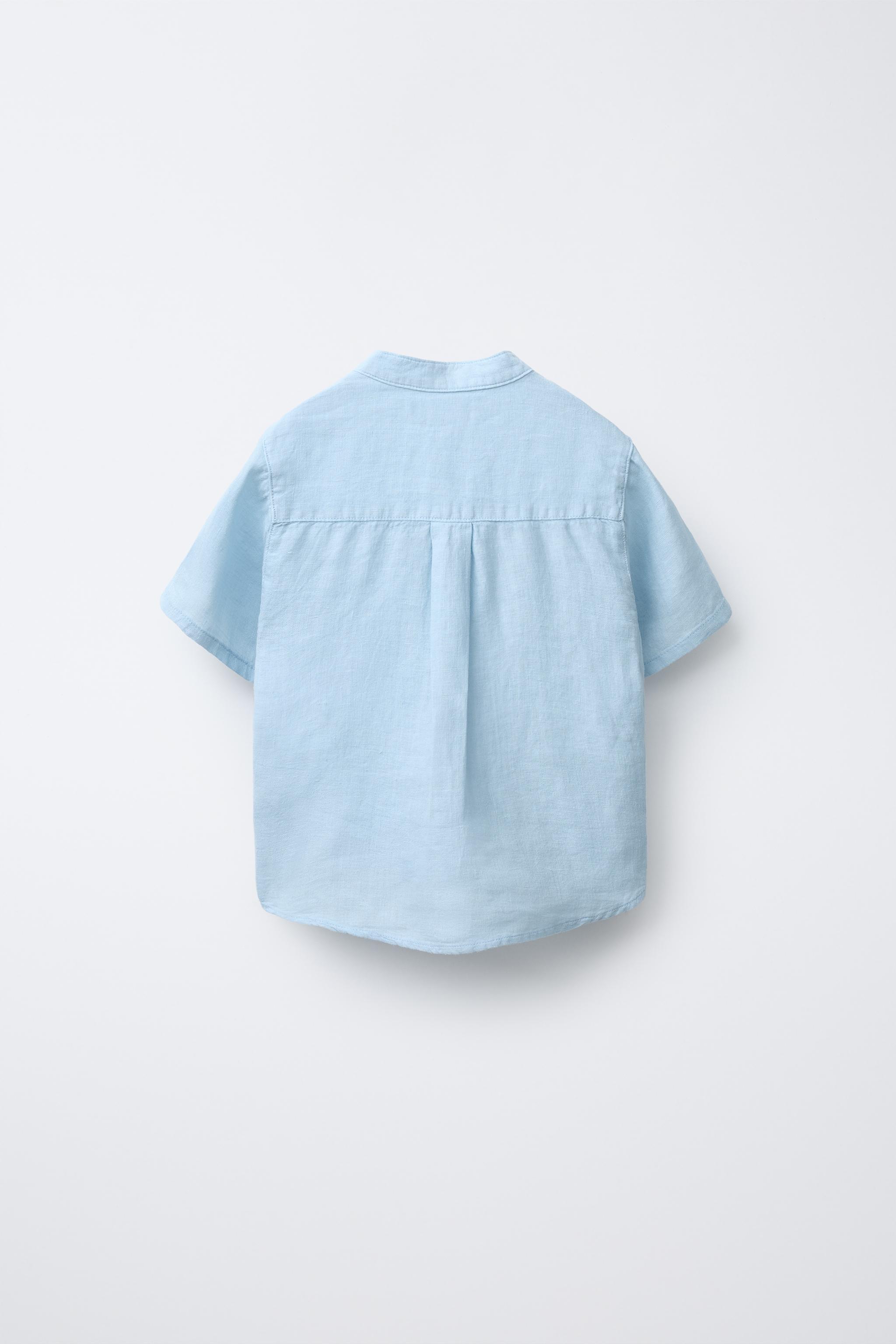 LINEN MANDARIN COLLAR SHIRT